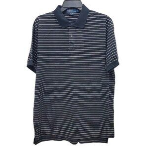 Polo by Ralph Lauren Men's Black White Pinstripe Pima Cotton Short Sleeve Size L